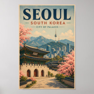 Ilustración de Seúl Corea del Sur Arte de Viaje Vi