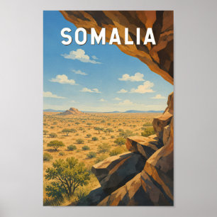 Ilustración de Somalia Arte de Viaje Vintage