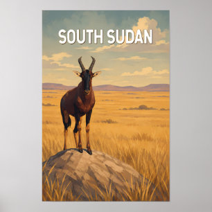 Ilustración de Sudán del Sur Arte de viaje vintage