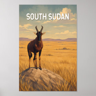 Ilustración de Sudán del Sur Arte de viaje vintage