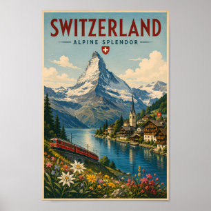 Ilustración de Suiza Viajes Arte Vintage