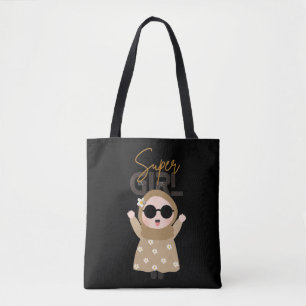 Ilustración de "Super Girl" adorable en bolsa de m