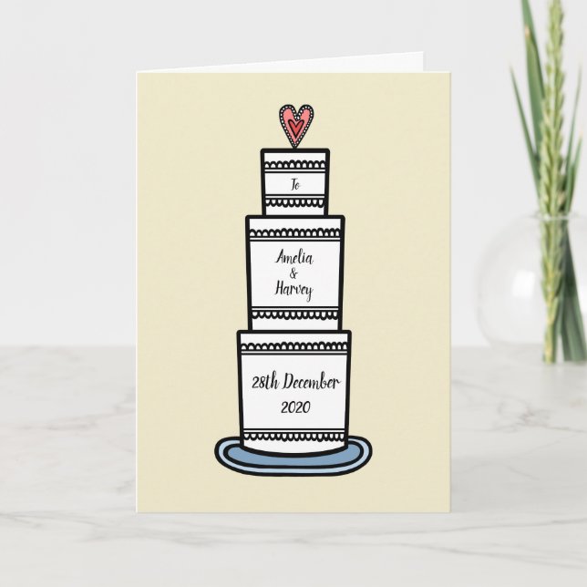 Ilustración de tarjeta de boda de pastel de boda p (Anverso)
