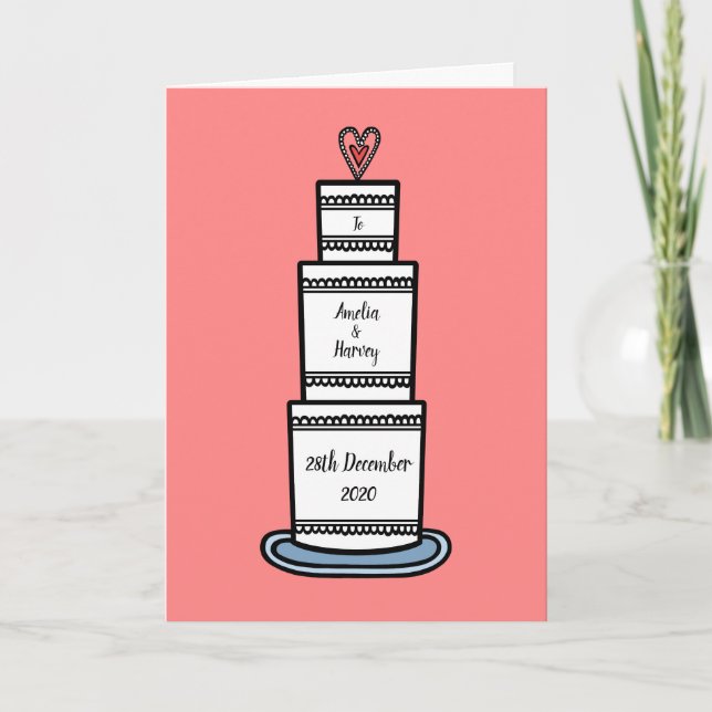 Ilustración de tarjeta de boda de pastel de boda p (Anverso)