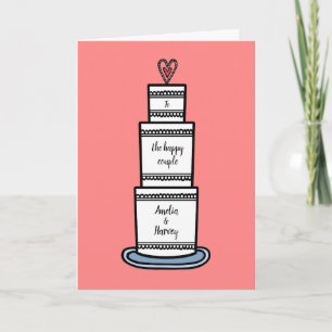 Ilustración de tarjeta de boda de pastel de boda p