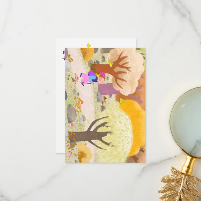 Ilustración de tarjeta de nota del bosque (Anverso/Reverso In Situ)