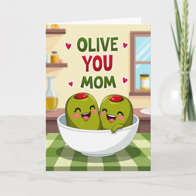 Ilustración de tarjeta "Te Olivo Mamá" (Anverso)