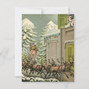 Ilustracion de tarjetas de Navidad de época Santa