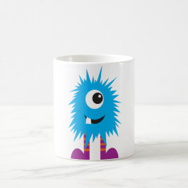 Ilustración de taza de café de monstruo lindo azul