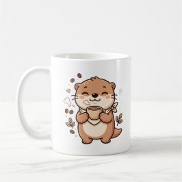 Ilustración de taza de café de nutria Kawaii