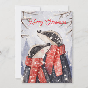 Ilustración de tejón de pareja en Navidad feliz