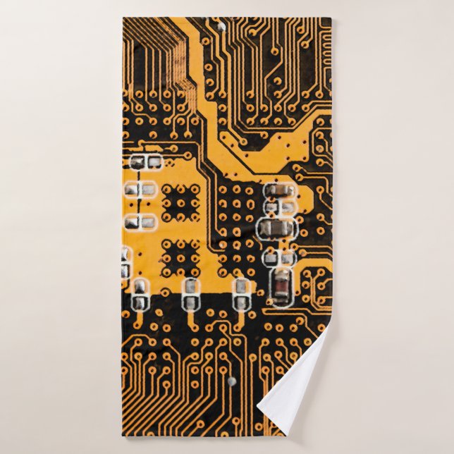 Ilustración de textura de microesquema,microchip,r (Toalla de baño)
