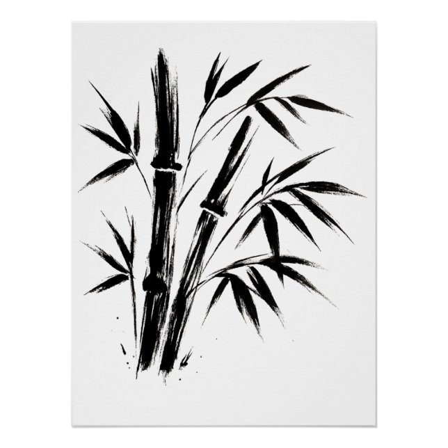 Ilustracion de tinta de bambú - Poster de zen Mini (Anverso)