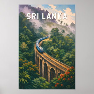 Ilustración de tren de Sri Lanka Arte de viaje vin