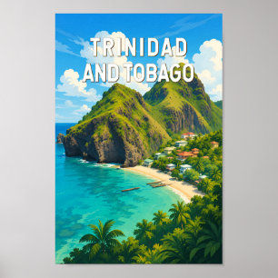 Ilustración de Trinidad y Tobago Arte de Viaje Ret