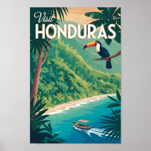 Ilustración de Tucán de Honduras Arte de Viaje Vin