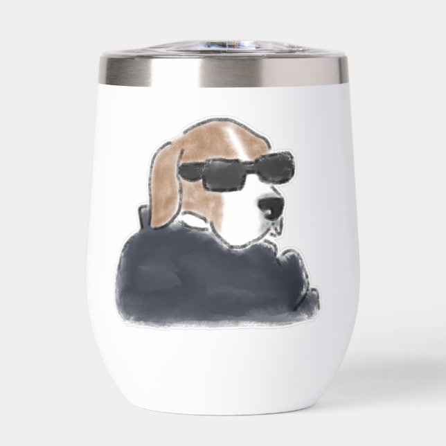 Ilustración de un Beagle genial con gafas de sol y (Frente)