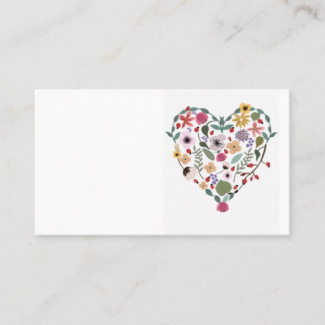 Ilustracion de un corazón floral en tarjetas de (Anverso)