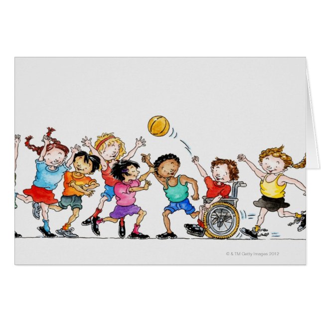 Ilustracion de un grupo de niños, incluido un (Anverso (Horizontal))