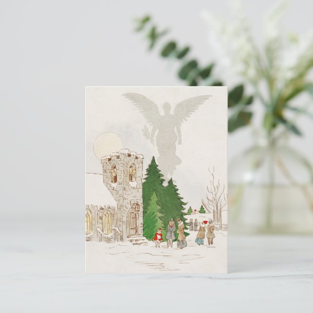 Ilustracion de un Navidad blanco con un ángel (Anverso de pie)