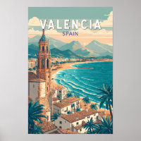 Ilustración de Valencia España Arte de Viaje Vinta