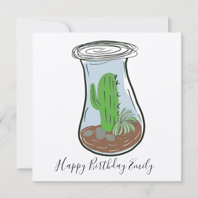 Ilustración de vegetación en tarro de cactus (Anverso)
