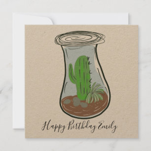 Ilustración de vegetación en tarro de cactus