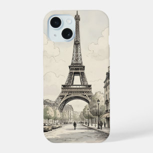 Ilustración de viaje antigua y vintage de París