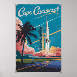 Ilustración de viaje de arte de Cabo Cañaveral Flo