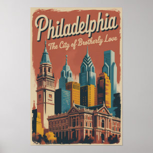 Ilustración de viaje de arte de Filadelfia Pensilv