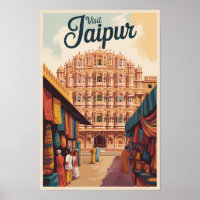 Ilustración de viaje de arte de Jaipur India Hawa