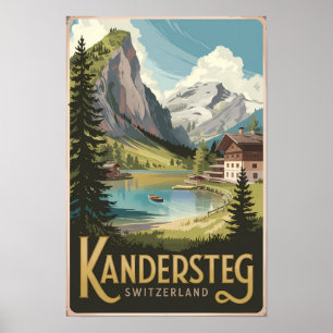 Ilustración de viaje de arte de Kandersteg Suiza