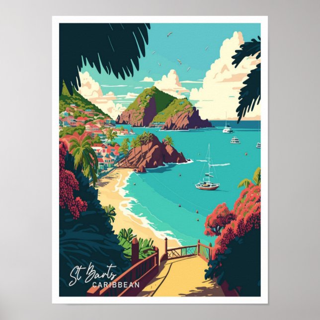Ilustracion de Viaje de Arte del Caribe de St Bart (Frente)