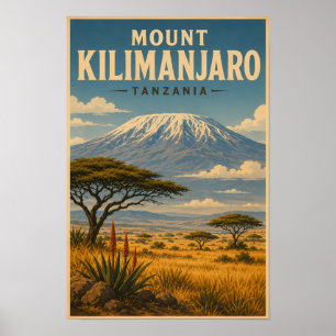 Ilustración de viaje de arte del Monte Kilimanjaro