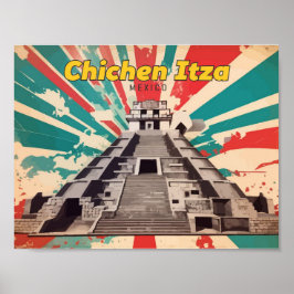 Ilustración de viaje de arte pop de Chichen Itza M