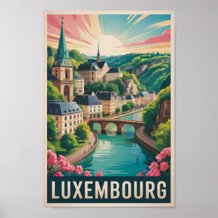 Ilustración de viaje de arte retro de Luxemburgo