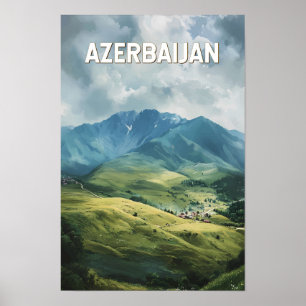 Ilustración de viaje de arte vintage Azerbaiyán