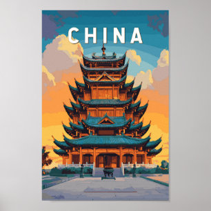 Ilustración de viaje de arte vintage China