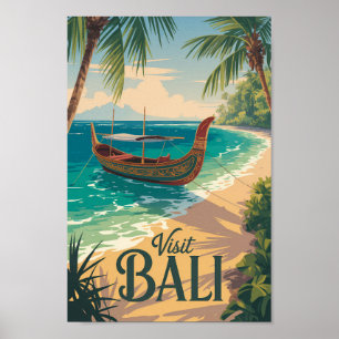 Ilustración de viaje de arte vintage de Bali Indon