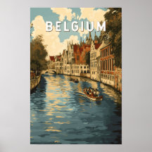 Ilustración de viaje de arte vintage de Bélgica