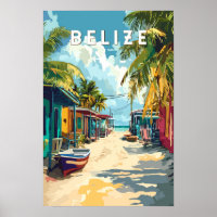 Ilustración de viaje de arte vintage de Belice