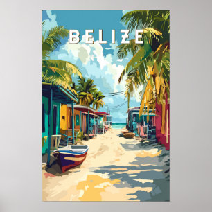 Ilustración de viaje de arte vintage de Belice
