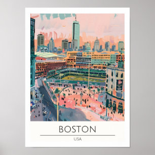 Ilustración de viaje de arte vintage de Boston EE.
