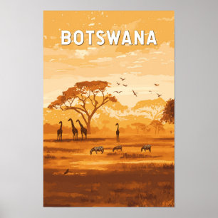 Ilustración de viaje de arte vintage de Botsuana