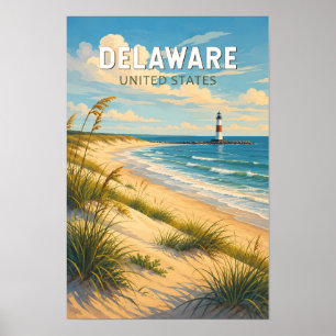 Ilustración de viaje de arte vintage de Delaware