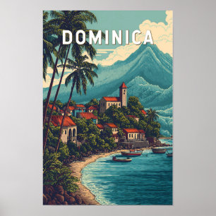 Ilustración de viaje de arte vintage de Dominica