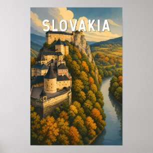 Ilustración de viaje de arte vintage de Eslovaquia
