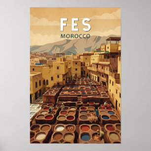 Ilustración de viaje de arte vintage de Fes Marrue