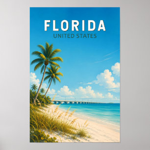Ilustración de viaje de arte vintage de Florida
