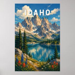 Ilustración de viaje de arte vintage de Idaho